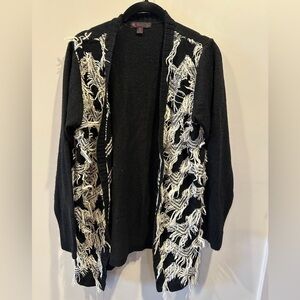 Myth Black and White Fringed Cardigan